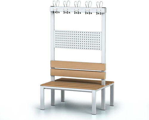 Double-sided benches with backrest and racks, beech sticks -  basic version 1800 x 1000 x 830